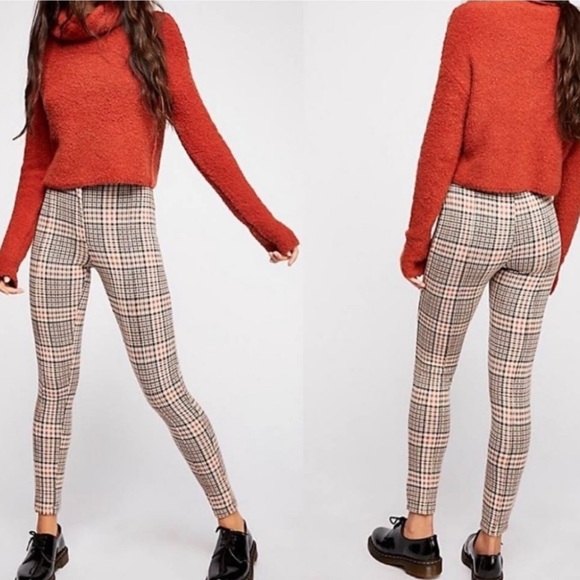 Free People Plaid Skinny Pants - Picture 2 of 6
